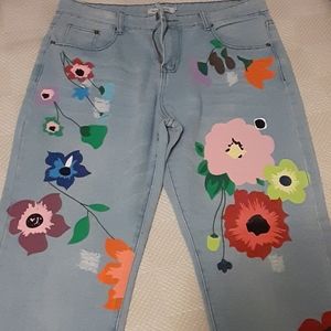 Mislook floral painted jeans